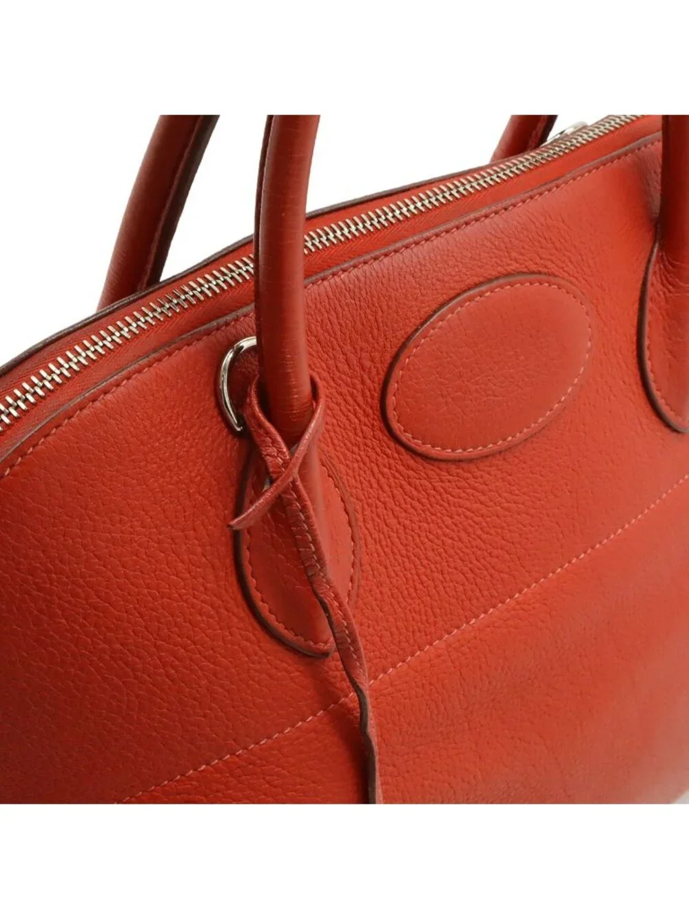 Hermes Bolide 35 Tote Taurillon Clemence Leather Red Silver